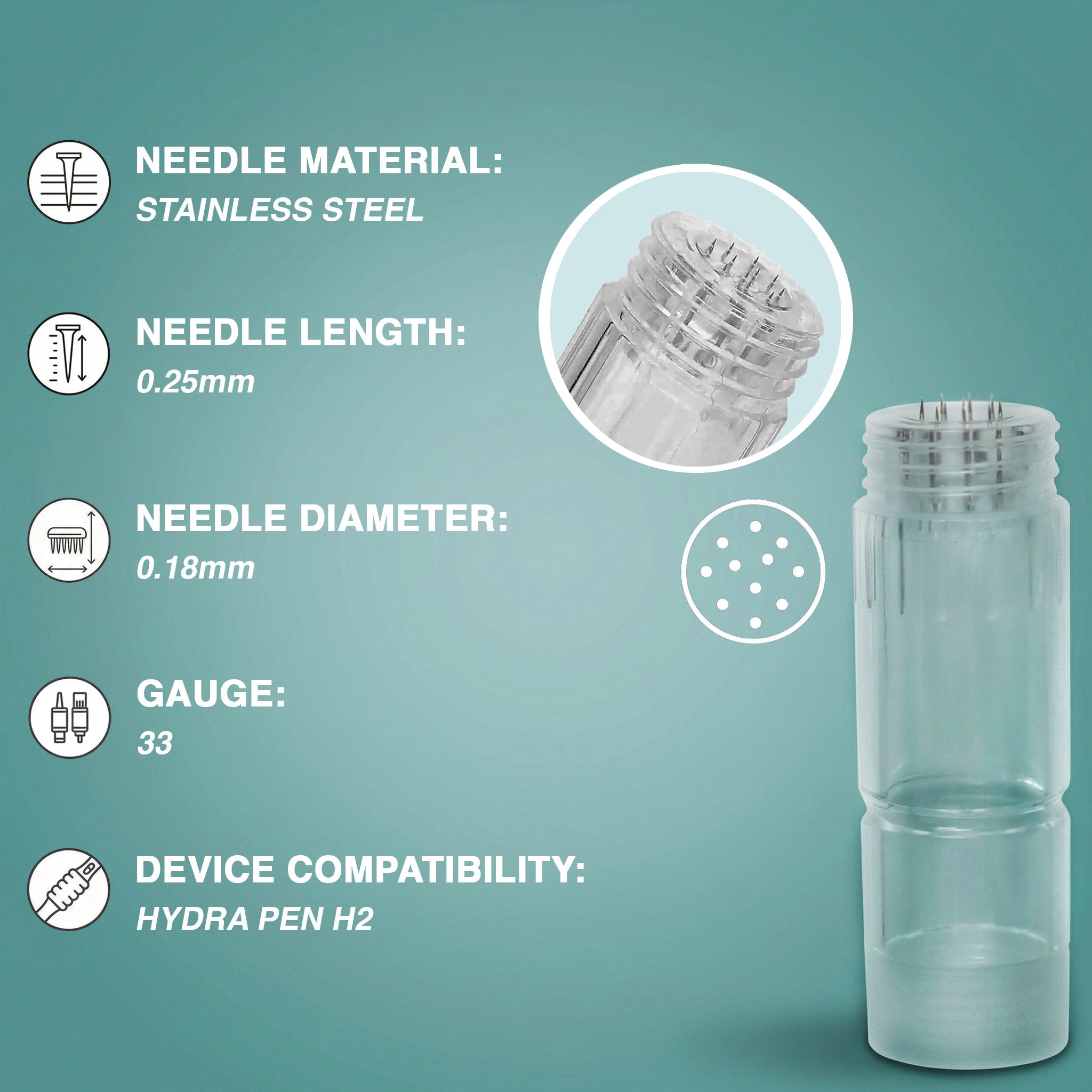 Original Dr.Pen Hydra Pen H2 12-pin 0.25mm Cartridges (10pcs)