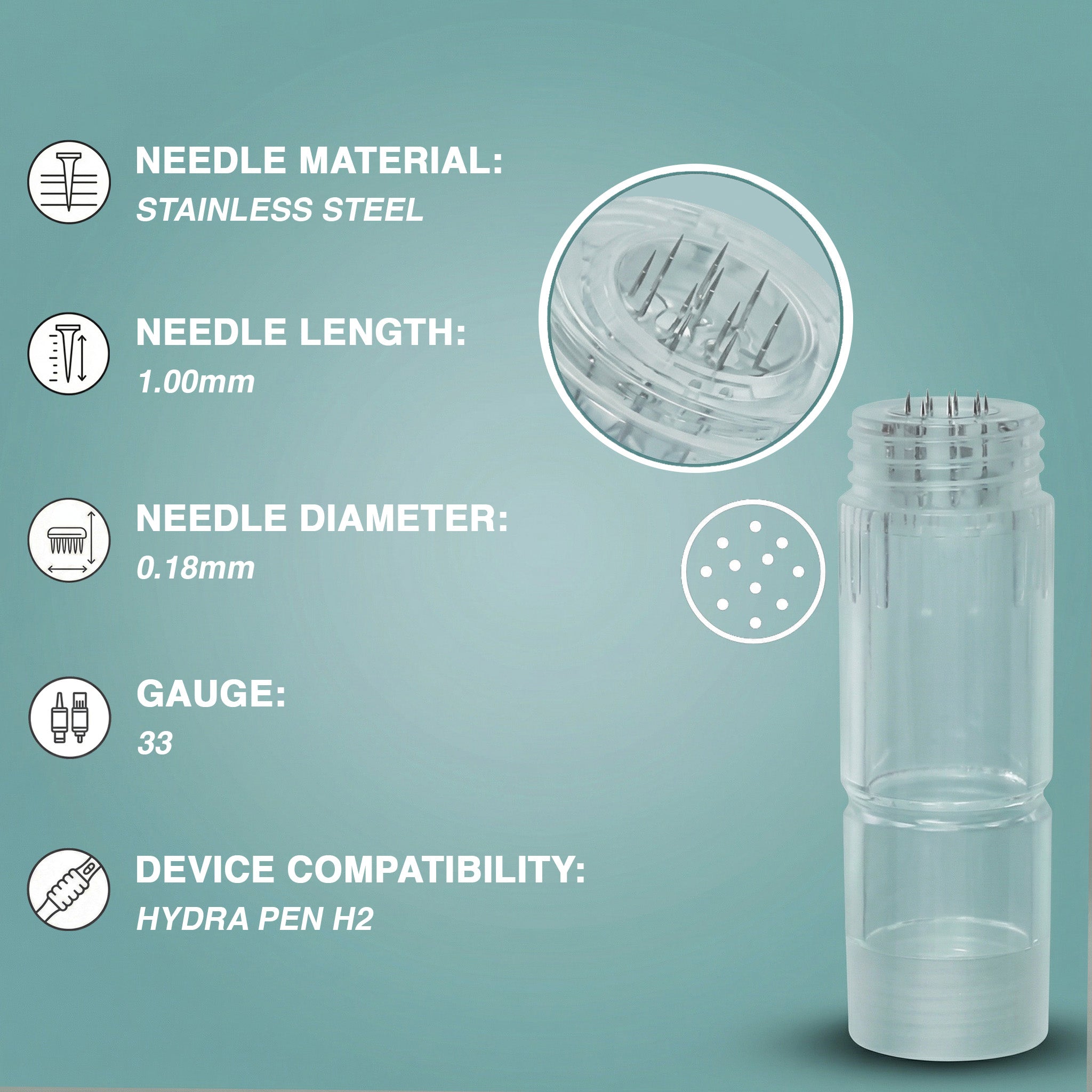 Original Dr.Pen Hydra Pen H2 12-pin 1.00mm Cartridges (10pcs)