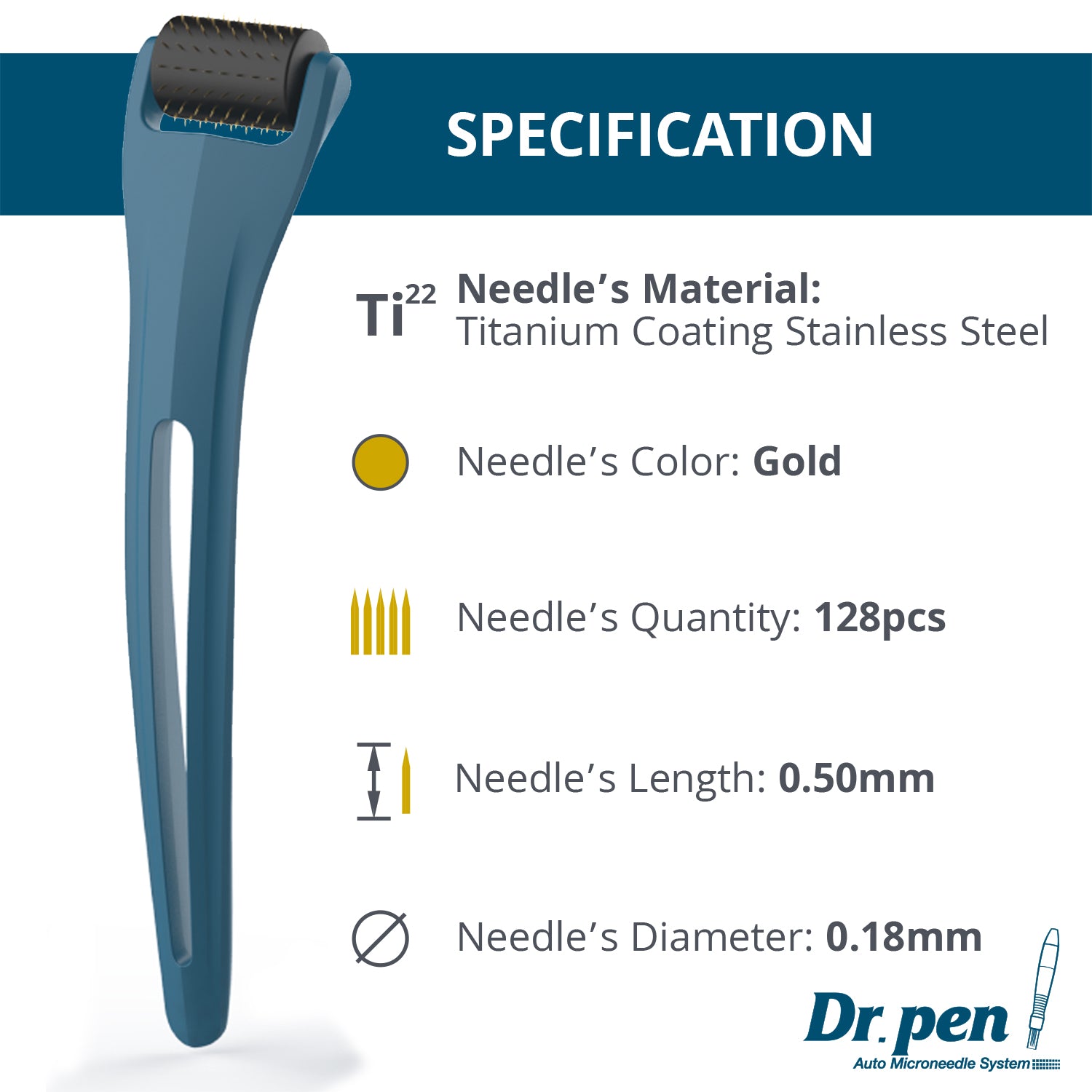 Dr Pen Derma Roller (128 pins) 0.50mm